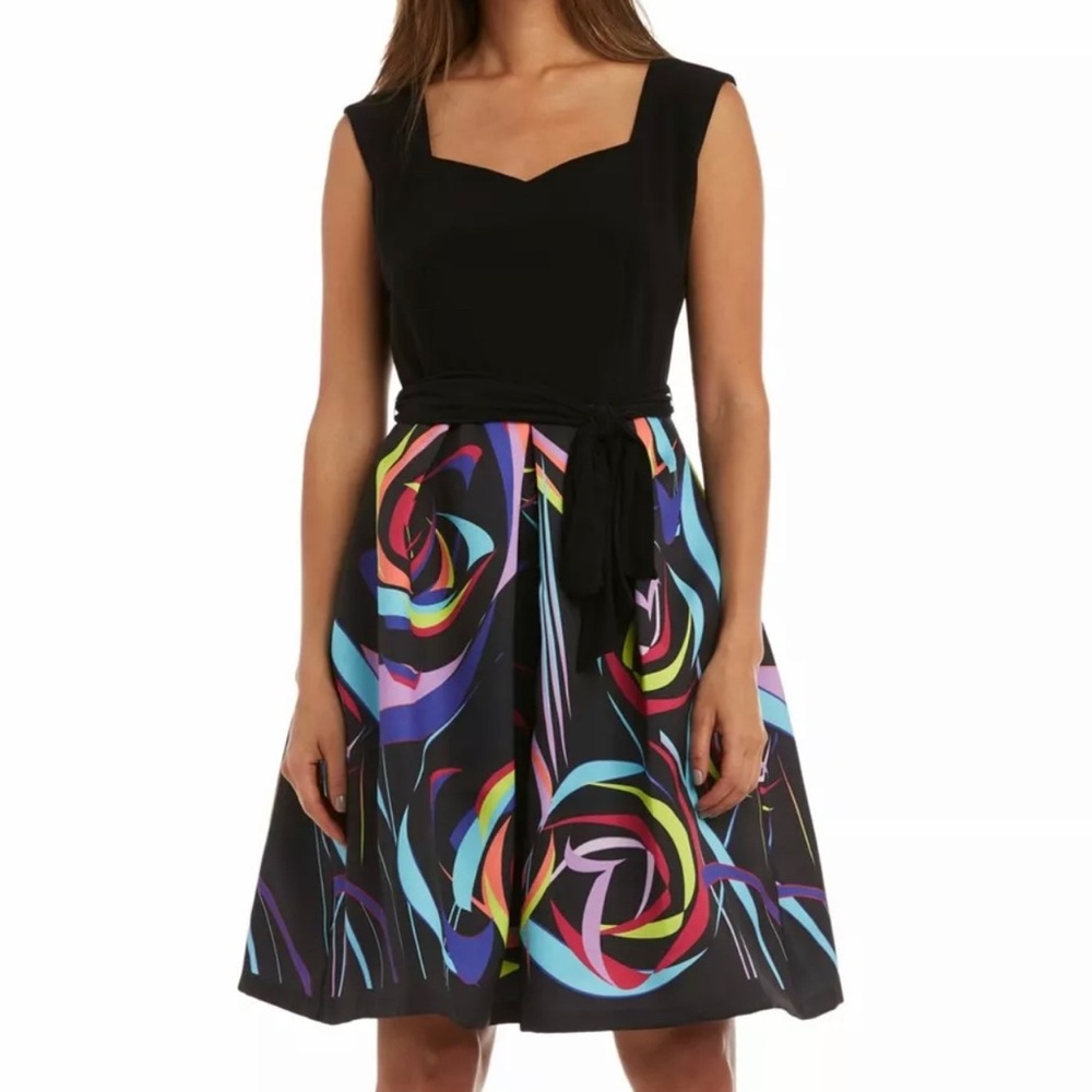 Multicolor Fit & Flair Sleeveless Dress